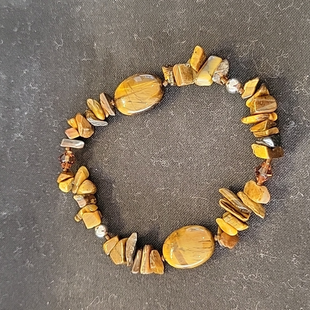 Vintage Natural Stone Beaded Stretchy Bracelet - Picture 2 of 4